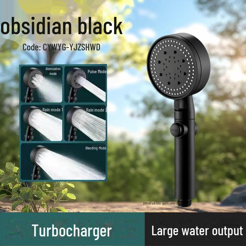 

Ручная душевая головка Black Warrior с 5 скоростями и функцией остановки подачи воды одной кнопкой