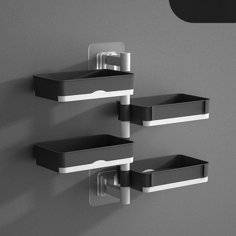 1Pc Lin Jie Rotating Soap Box New Creative No Punching Soap Box Bathroom Toilet Multi-layer Drain Shelf