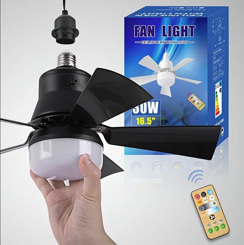 1pc Fan lamp ceiling fan, small ceiling fan to replace light bulb, bedroom, kitchen, living room ceiling fan.