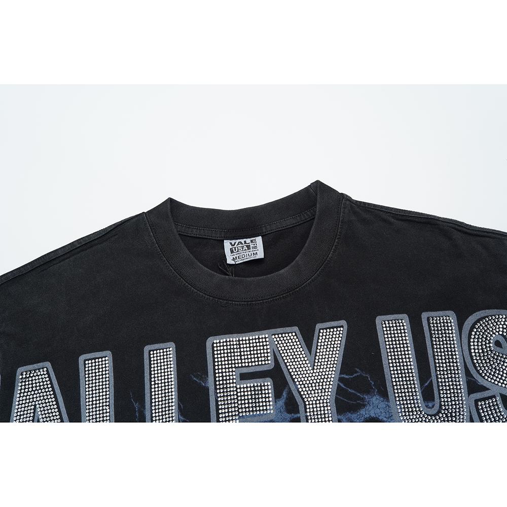 V520 VALE FOREVER FAITH BLING TEE Summer Street Trendy T-shirt Hot Stamping High-quality Trendy T-shirt Short Sleeved