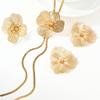 Gold Flower Drop Earrings Elegant Hollow Woven Design Comfortable for Office Commute Wedding Party Daily