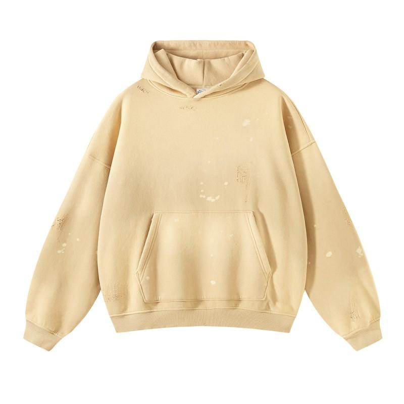 Unisex Oversized Hooded Sweatshirt 360g Washed Distressed Gradient Spray-Dyed Streetwear Winter