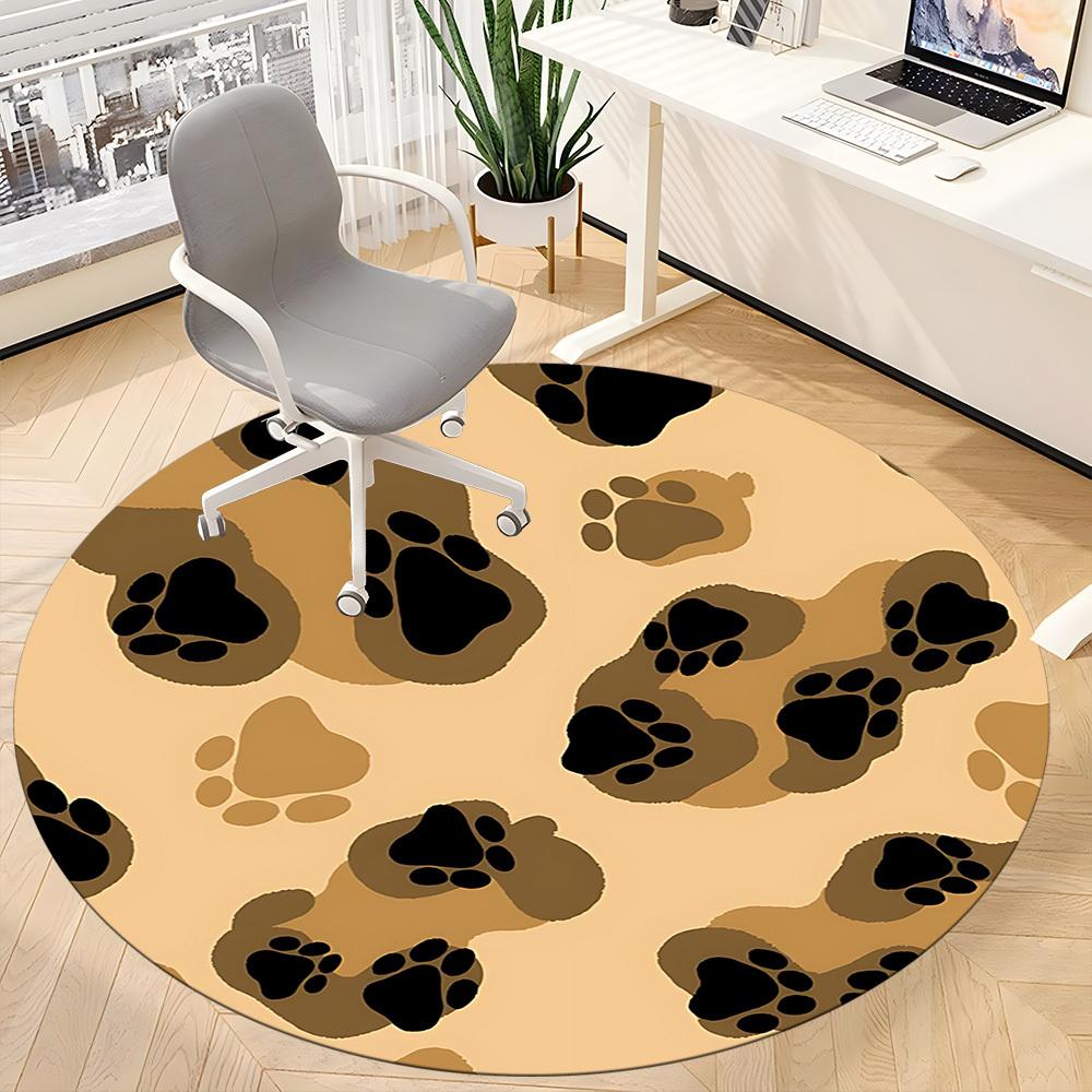 1pc PawPrints Chair Carpet for Office Non Slip, Machine Washable Rug for Office, Room Holiday Decor for Christmas, Birthday Polyester