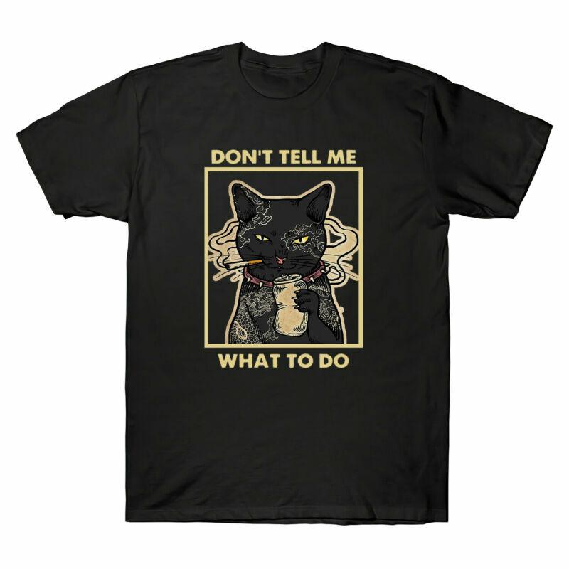 Tattoos Cat Don t Tell Me What To Do Funny Vintage Men s T-shirt Cotton Tee M