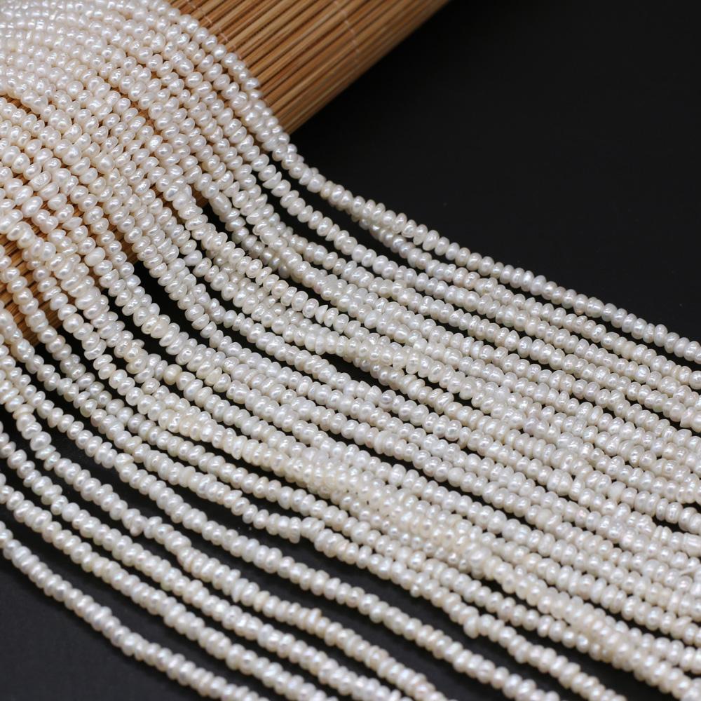 1String, Potato Shape Pearls, 3-3.5mm, White Natural Freshwater Pearl Beads for Jewelry Making DIY Supplies, Women's Craft Gifts 36cm