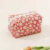 Cute Cherry Makeup Pouch Small Quilted Cosmetic Organizer Aesthetic Puffy Travel Toiletry Bag Cotton Pencil Purse with Zipper for Women Girls