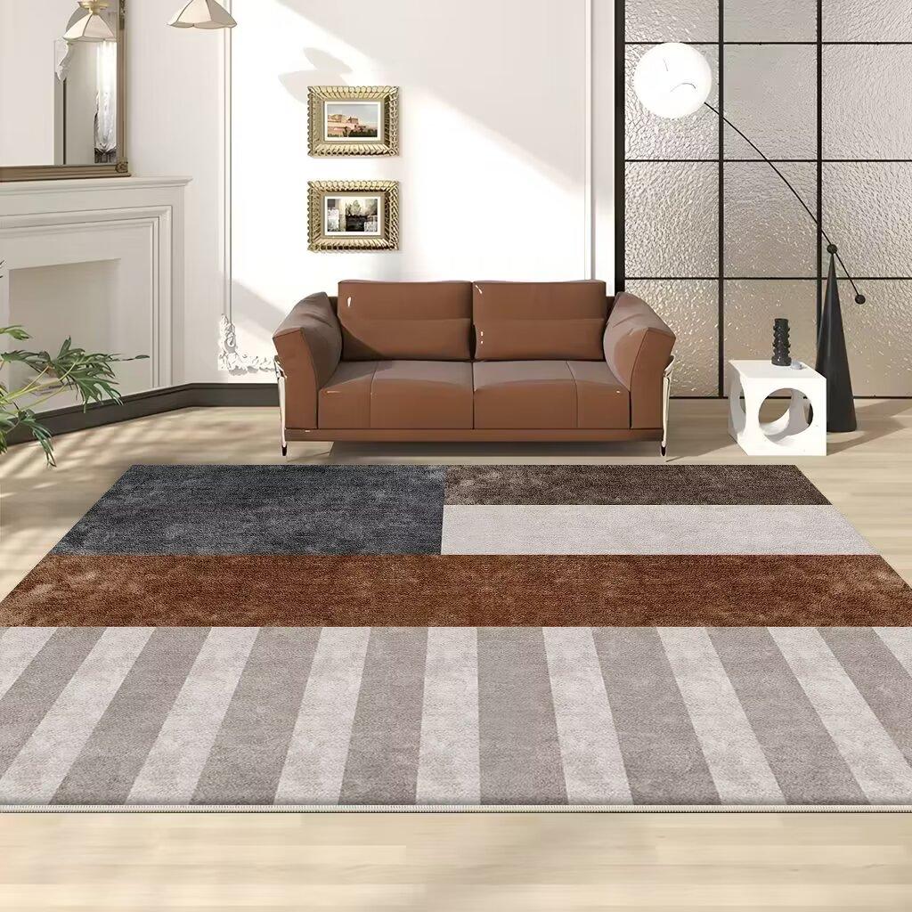 Green Geometric Carpet Artistic Stripes Living Room Decorative Luxurious Home Rug Comfortable Bedroom Floor Mats Easy Cleaning