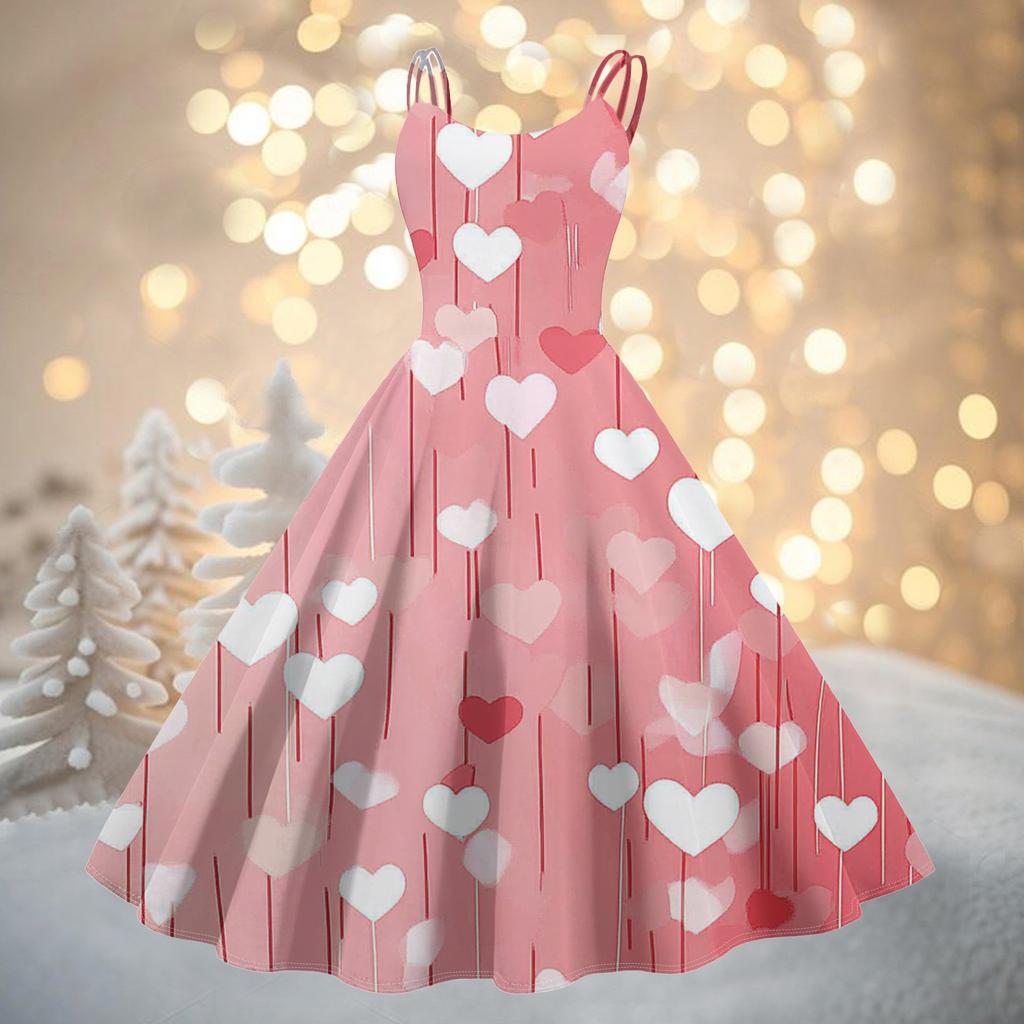 Moda Femei Valentine's Day Imprimat Sexy San bretele Gotic Rochie Cocktail Punk, Vintage Rochie.