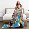 Inazuma Eleven Cartoon Anime Fleece Throw Blankets RPG Football Game Blankets Home Couch Super Soft Bedspread Quilt Breathable