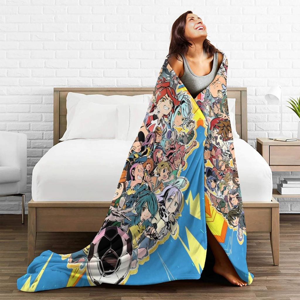 Inazuma Eleven Cartoon Anime Fleece Throw Blankets RPG Football Game Blankets Home Couch Super Soft Bedspread Quilt Breathable