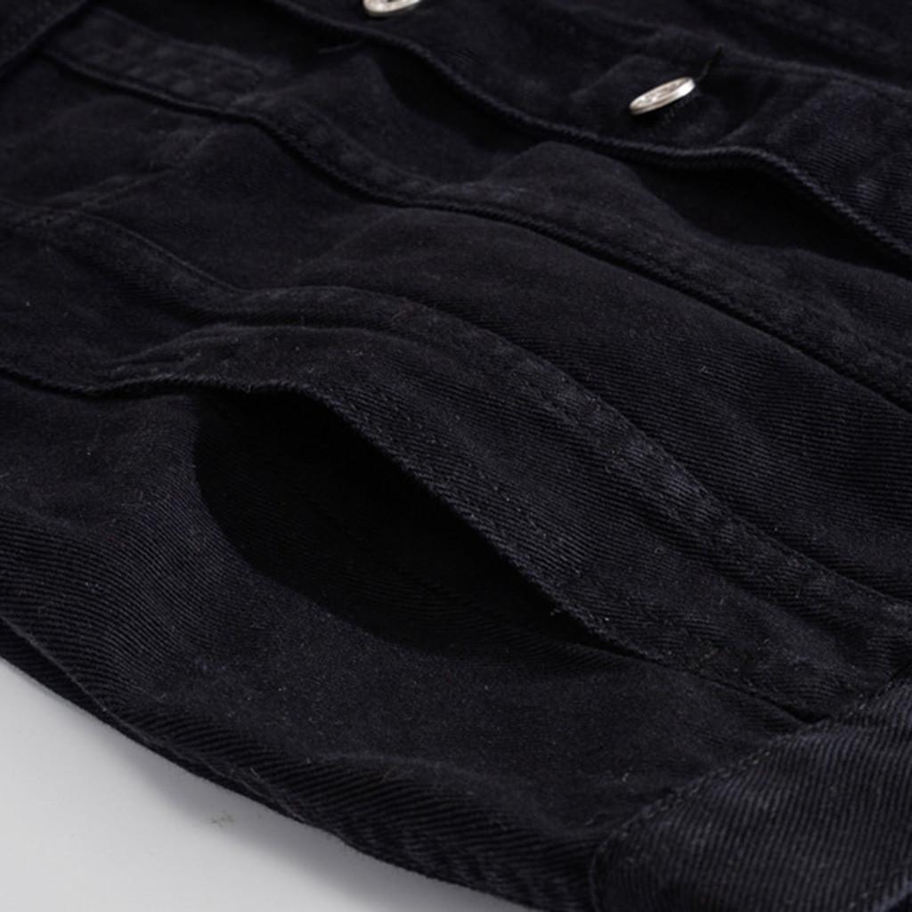 Men's  Winter Casual Long Sleeve Turn-down Collar Solid Denim Jacket Coat