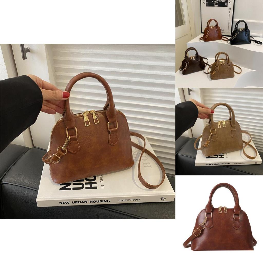 Stylish Vintage Shell Bag For Women 2023 Soft Pu Leather Handheld Shoulder Bag