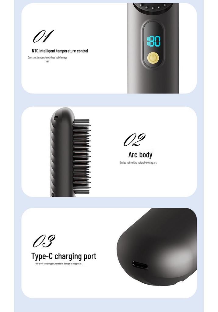 Rechargeable Wireless Ion Hair Straightening Comb: Gentle, Portable, Damage-Free