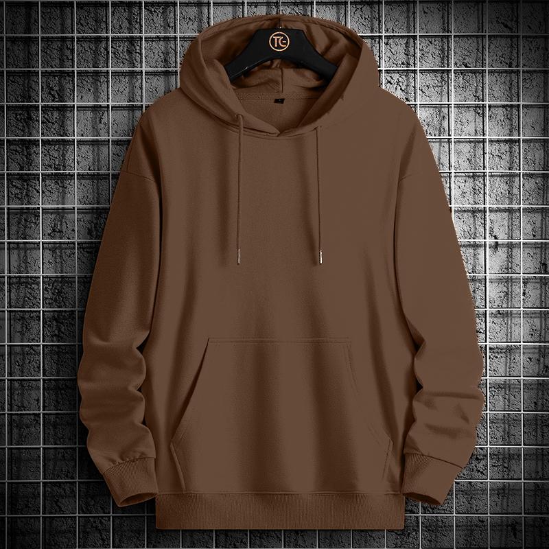 Pánská mikina s kapucí z čisté bavlny, jednobarevná, volného střihu, velká velikost, ležérní sportovní, plus sametová, zesílená, mikina s kapucí, pulovr