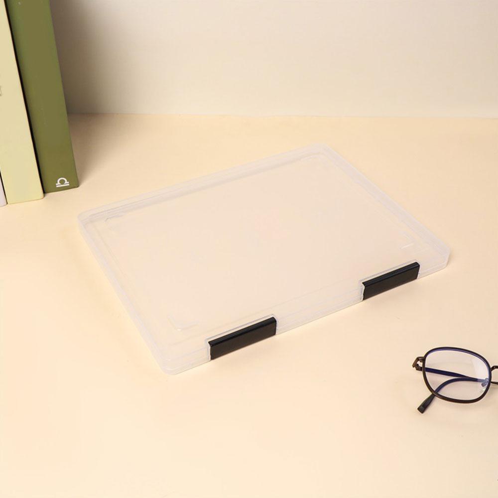 Boîte de rangement pour documents en plastique transparent A4, étui organisateur de dossiers portable à fermeture à pression, conteneur de rangement étanche pour papiers et certificats