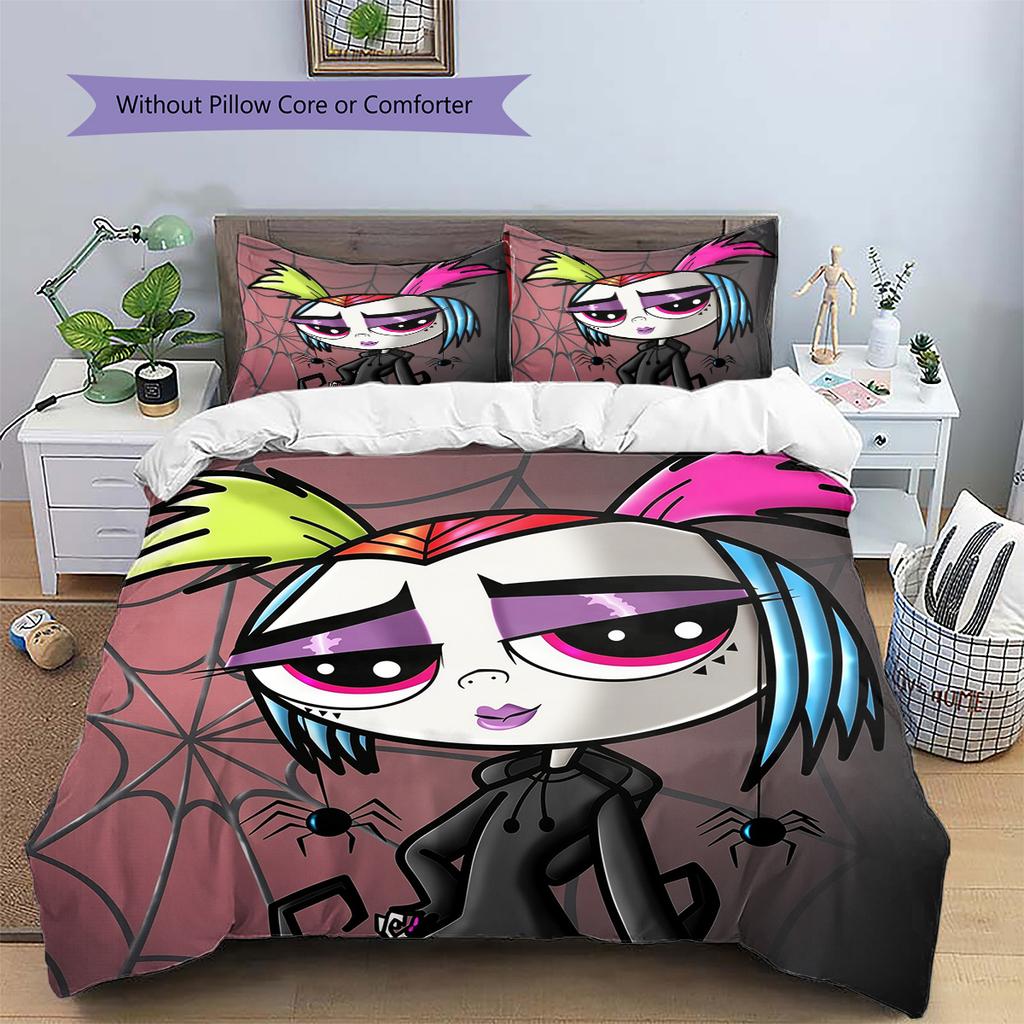 Little Bug Girl  Pattern Bedding Quilt Set  Home Decoration  Gift (1 * duvet cover + 2 * pillowcase  without core)