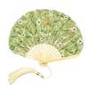 [LETAYA] Women's Stylish Summer Fan for Yukata, White, Navy, Blue, Green, Floral Pattern, Cute, with Fan Case, Bamboo, Shell Design, Cool and