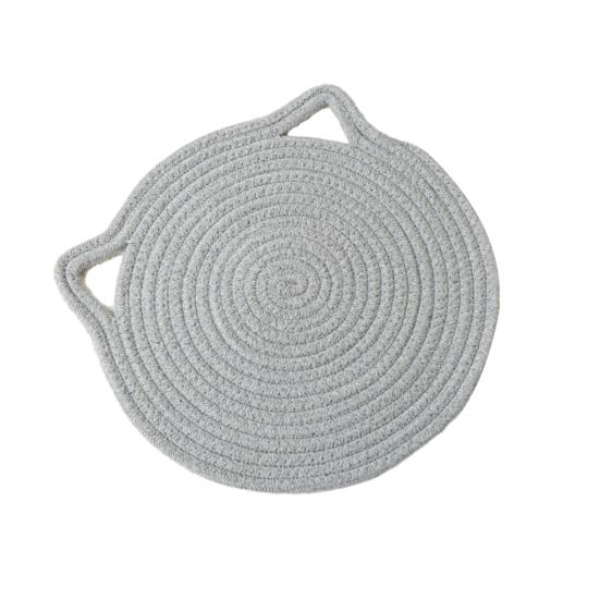 Cat Ear Cotton Coaster Placemat Handwoven Heat-Resistant Table Mat Non-Slip Absorbent Cute Kitchen Decor for Dining Home Use