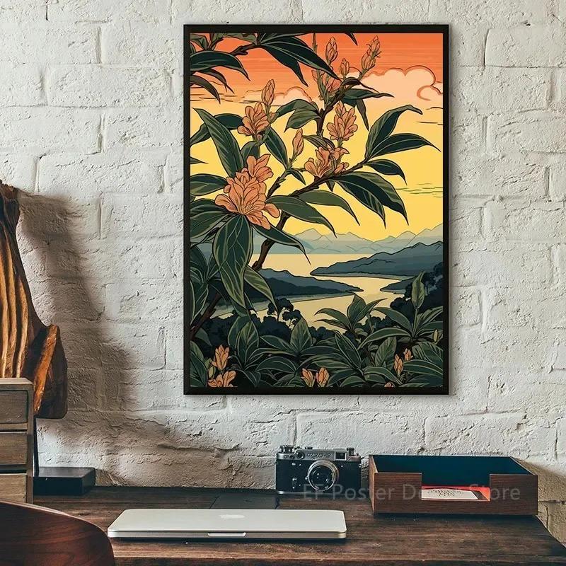 Canvas Printing Fruit Japanese Vintage Creative Landscape Forest Lake Posters and Prints Wall Art Picture for Living Room Decor