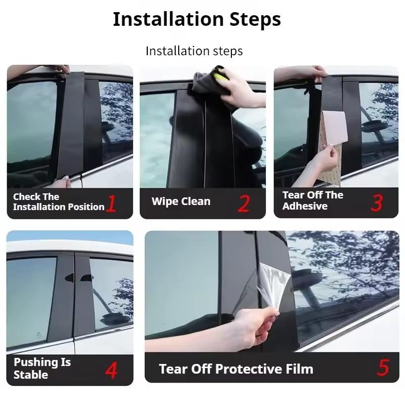 For Nissan Maxima 2009-2015 Door Frame Cover Window Decoration Bright Black Center Pillar Sticker