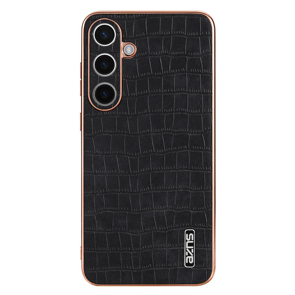 For Samsung Galaxy S24 Case Electroplating Crocodile Texture PU+TPU Anti-Drop Phone Cover