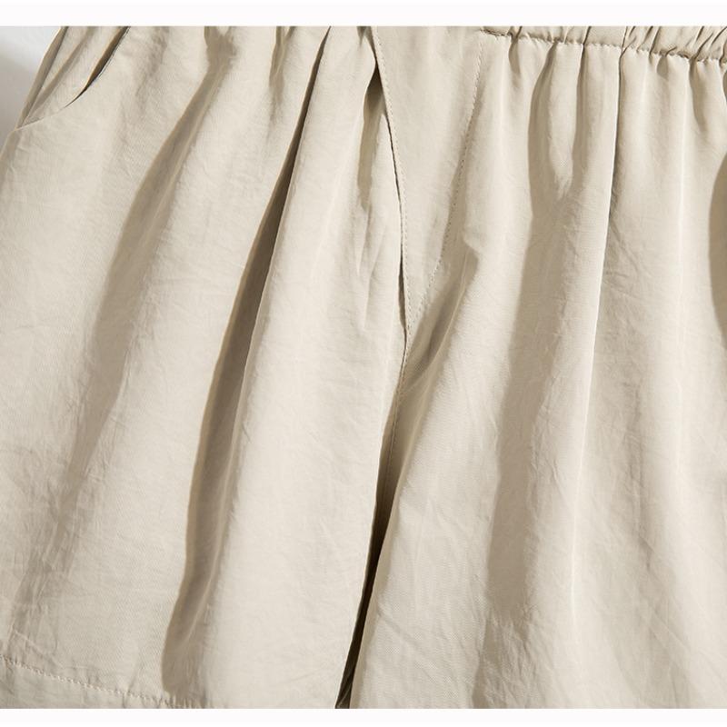 DIMANAF 2025 Plus Size Shorts Summer Women Wide Leg Pants Solid Loose High Waist Casual Short Pants Basic Harem New