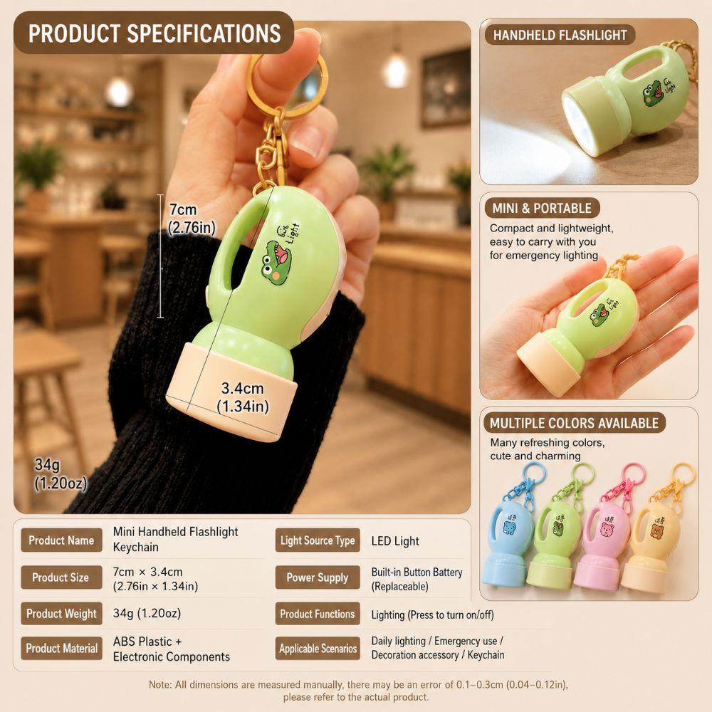 MINI Light-Up Flashlight Keychain Lightweight LED Bag Charm Night Light Pendant Key/Backpack Decor