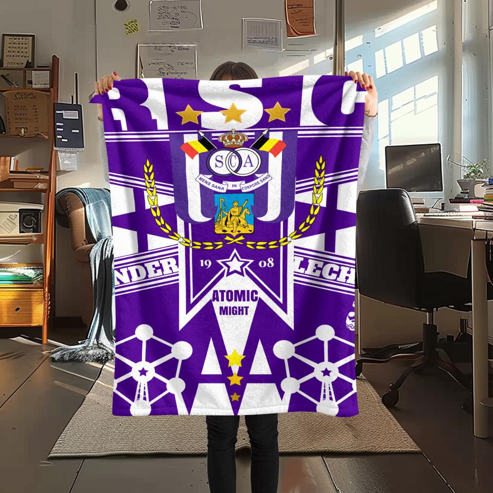 1ST R.S.C. Anderlecht Print Flanellen Deken, Hoge kwaliteit Comfortabel voor Alle Seizoenen, Woondecoratie, Warmte en Comfort, Perfect voor Kerstcadeaus