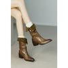 British style high-end sense niche lapel two wear western cowboy boots women's autumn and winter thick heel medium boots knight boots