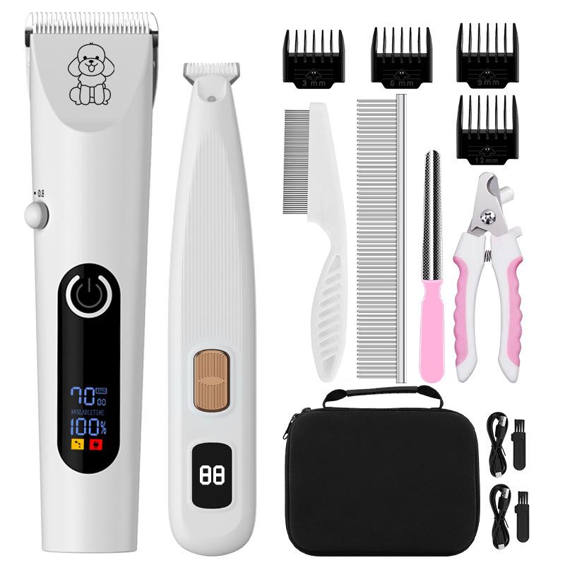 Pet Hair Electrical Grooming Trimmer Cats Dogs Polish Grinding Electric Clippers Pusher USB Rechargeable Cleaning Accessories