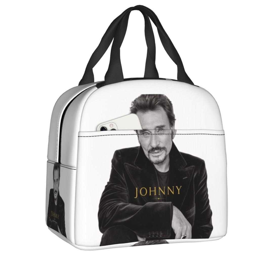 Sac isotherme personnalisé Johnny Hallyday Music Singer pour le déjeuner pour femmes Rock français Réutilisable Thermique Refroidisseur Boîte à lunch Scolaire