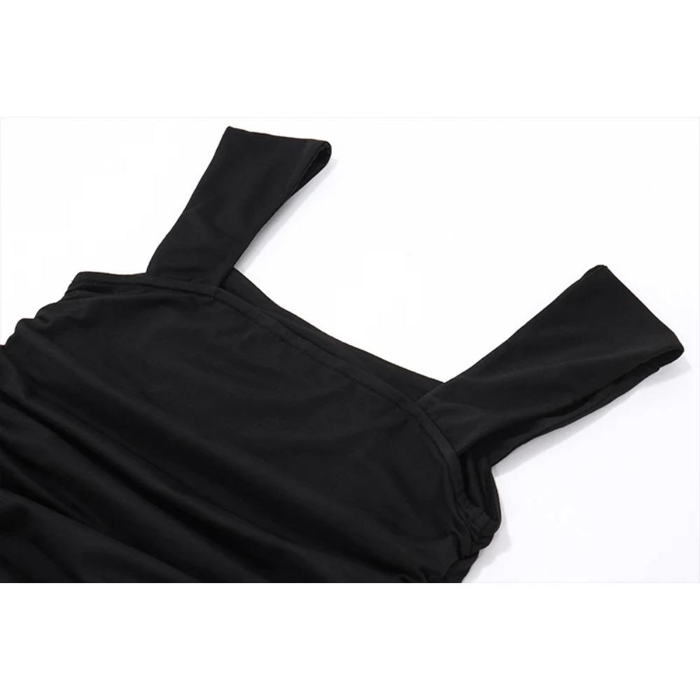 Eleganckie długie sukienki typu slip Seksowne kobiety Marszczona dopasowana sukienka maxi z jednolitym wzorem Wiosna Y2K Lato Temperament Wysoki stan Vestidos