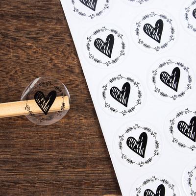 200Pcs 3.2cm Love Heart Sealing Stickers Transparent Round Gold Black Envelope Candy Bag Label for Baking Gift Box DIY Decoration