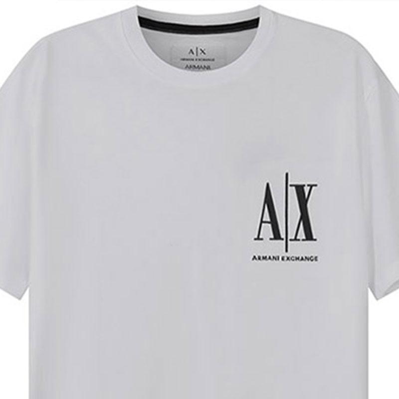 Armani Exchange SS22 Solid Color Logo Embroidered Short Sleeve T-Shirt Men Tops White 8NZTPH-ZJH4Z-1100