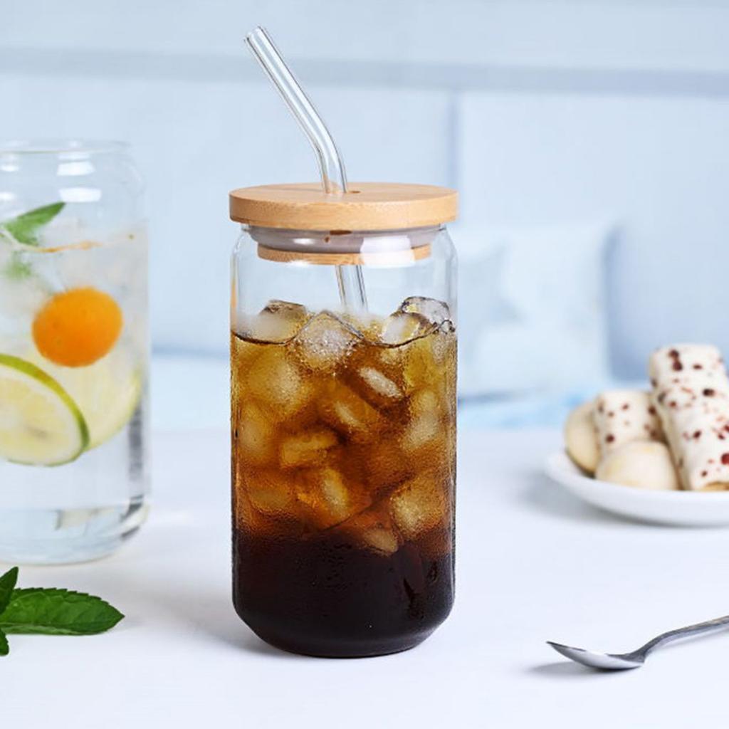 Clear Can Shaped Glass Cup Durable Borosilicate Glass Cups Coffee Mugs for Beverage Drinking Cup