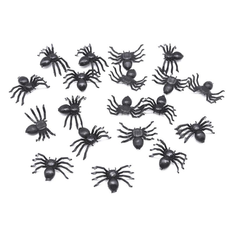 50/100pcs Halloween Black Spiders Small Luminous Plastic Spider Halloween Party Home Decoration Tricky Prank Toy Haunted House