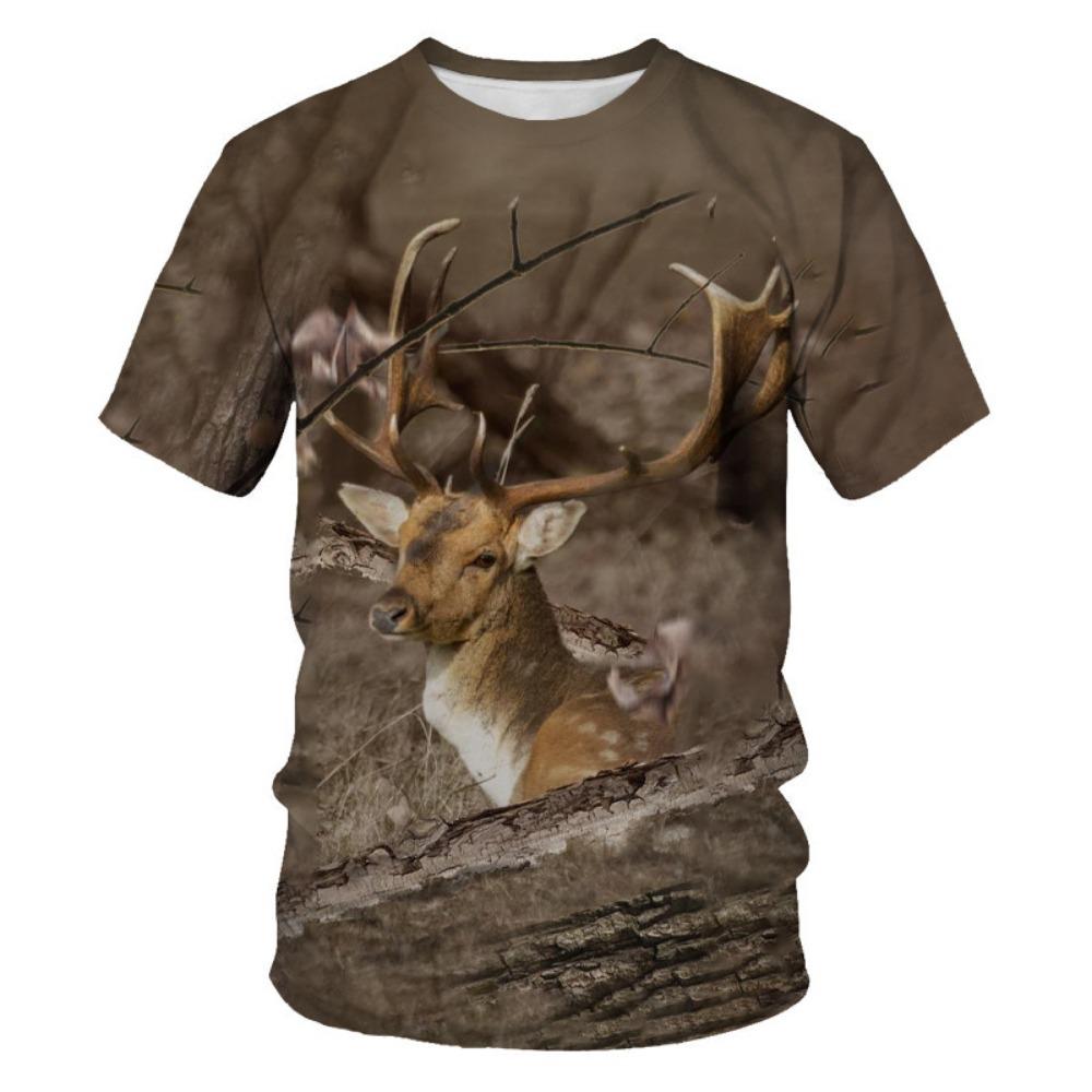 New Animal Camouflage Hunting 3D Print T-Shirt, Men's Summer Short Sleeve Loose Harajuku Style Top
