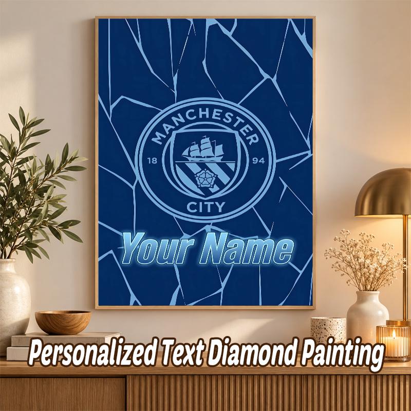 Manchester City Individualus Pavadinimas Tekstas 5D Deimantinės Tapybos Rinkinys PASIDARYK pats Pilnas Gręžimas Deimantinės Meno Dekoras