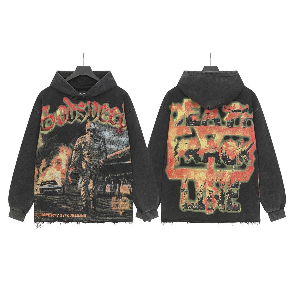 Godspeed Retro Amerikansk Rock Huvtröja (Finns i tvättad bomull eller med fleecefoder)