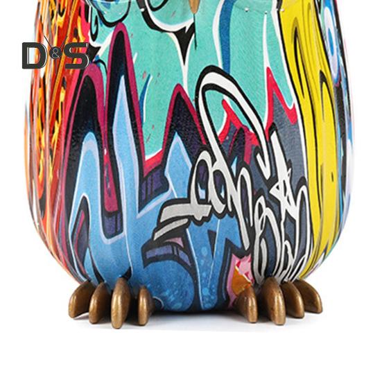 Graffiti-Eulenfigur, Harz-Eulen-Ornament, Desktop-Mehrfarbige Eulenstatue für Zuhause, TV-Ständer, Büro, Bücherregal, Schreibtisch-Dekoration