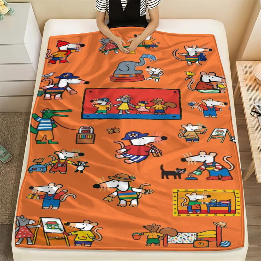 1pz Coperta in Flanella con Stampa Maisy Mouse, Alta qualità Confortevole per Tutte le Stagioni, Decorazione per la Casa, Calore e Comfort, Perfetta per Regali di Natale 81
