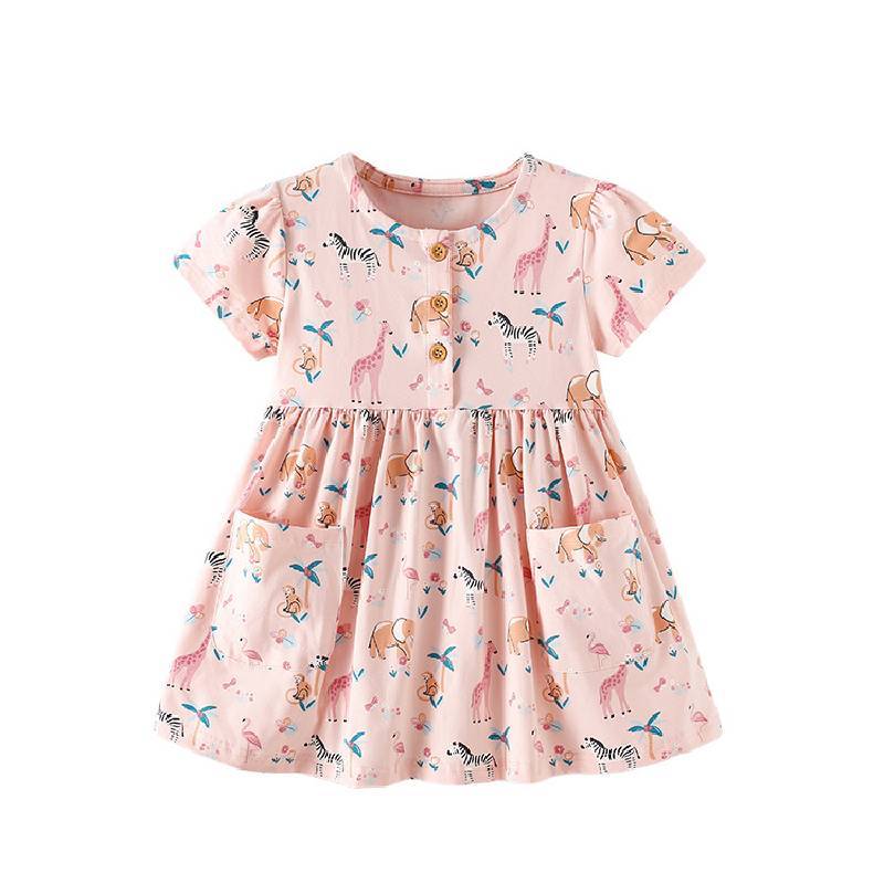 Summer Girl Dress With Soft Cotton Fabric And Floral Pattern For Toddler Girls
