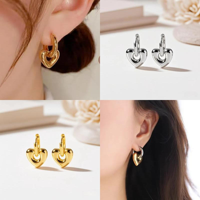 Boucles d'oreilles créoles classiques en acier titane en forme de cœur, d'étoile et de fleur pour femmes, bijoux punk hip-hop Y2K, cadeau