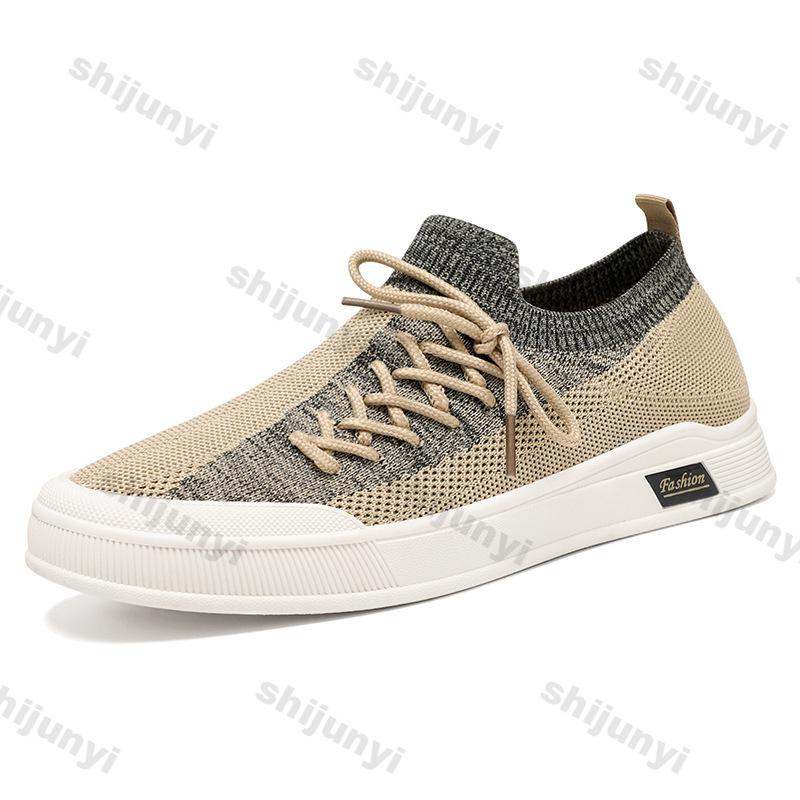 Fashion Men's Fly Weave Shoes Autumn Mesh Breathable Fashion Lace Up Outdoor Casual Shoes Lightweight Comfortable Non Slip Vintage Flats