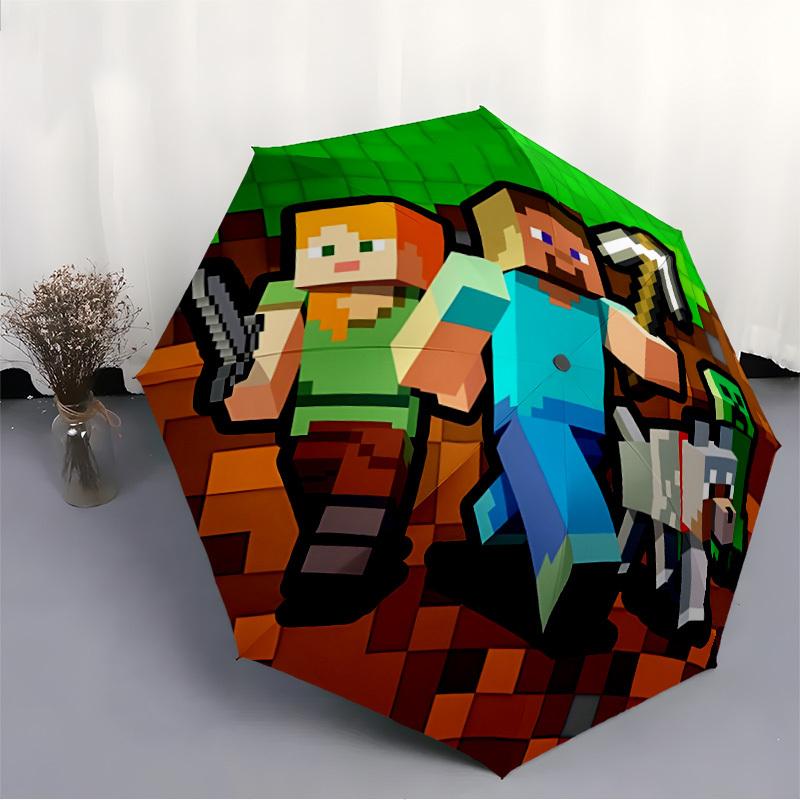 1pc Minecraft Automatic Cute Umbrella 8-Bone Design Compact Gear for Outdoor Travel, Perfect Gift for Friends or Family Yy280828126