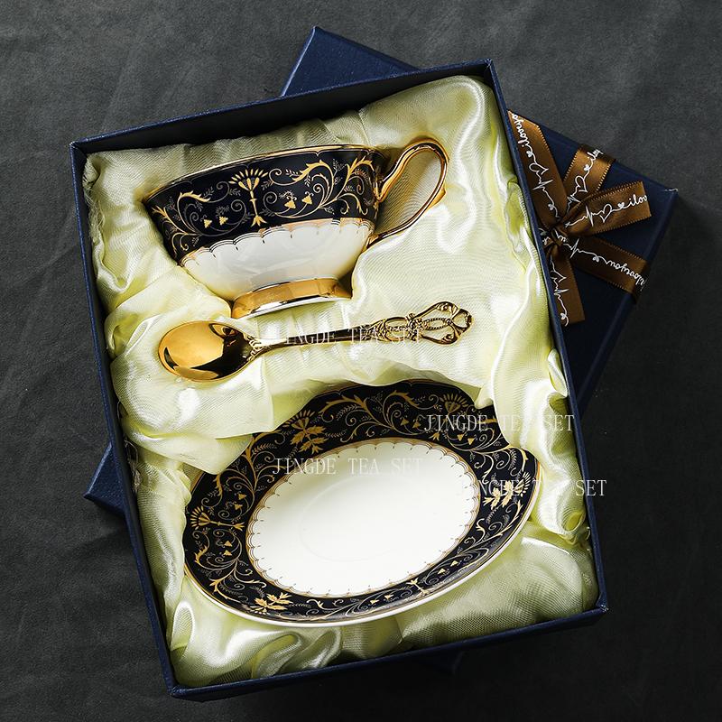 Bone China Coffee Cup Set Ceramic European Style Cups and Plates High End Afternoon Tea Set Gouteng Flower Coffee Cup Plate