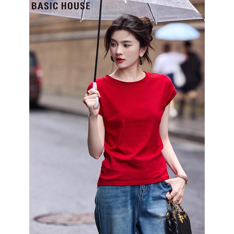 Basic House Damen Rundhals Kurzarm T-Shirt