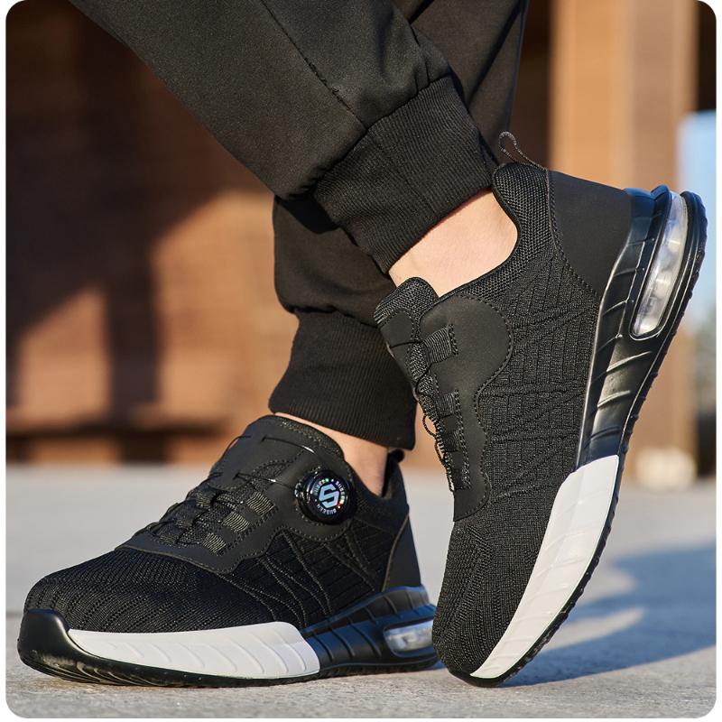 Men's Steel Toe Safety Shoes Anti Smash & Anti Puncture Lightweight Work Fashionable And Durable Buttoned Safety Shoes Boots