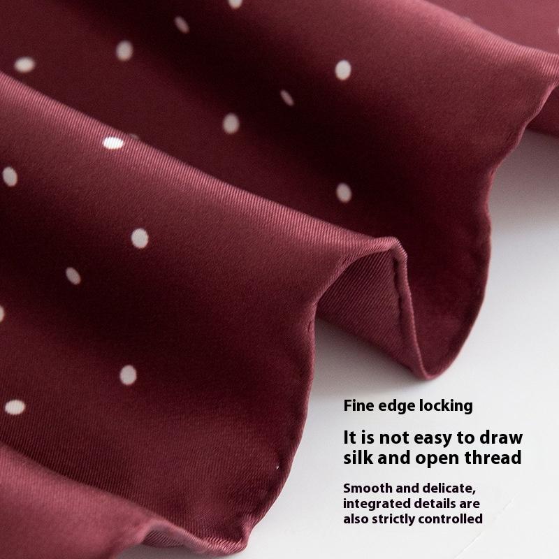 Twill wave dot 100% silk small square scarf high-end street photo bag headscarf neck decorative scarf women