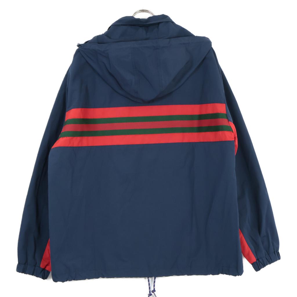 Gucci 599935 Navy Sherry Line Nylon Zip Hoodie Jacket Jacket 46 NavyUsed